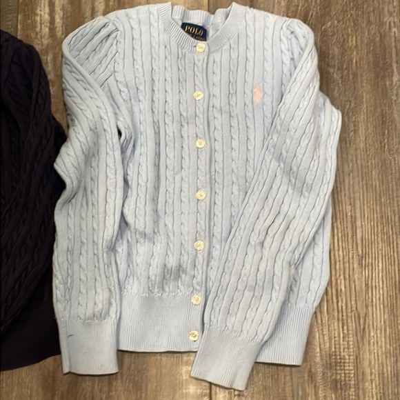 Polo Ralph Lauren Cable Knit Button Up Cardigan Sweater Lot - Light Blue & Navy - Picture 2 of 7